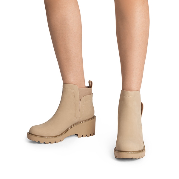  Lug Outsole Pull-On Chelsea Boots  - BEIGE-NUBUCK - 1