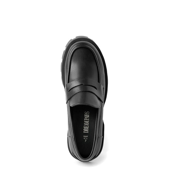 Supportive Chunky Penny Loafers - BLACK-PU - 4