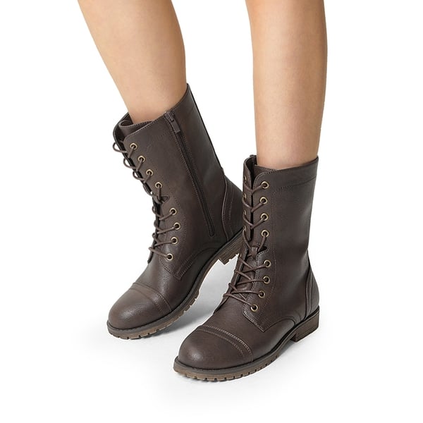  Combat Mid-calf Boots - DARK BROWN - 2