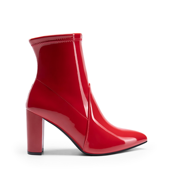 Chic Chunky Heel Ankle Boots - RED - 3