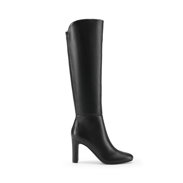Almond Toe Chunky Knee-high Boots - BLACK-PU - 2