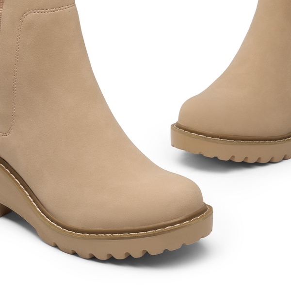  Lug Outsole Pull-On Chelsea Boots  - BEIGE-NUBUCK - 5