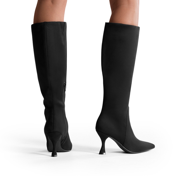 Pointed Toe Stiletto Knee-high Boots - BLACK-SUEDE - 2