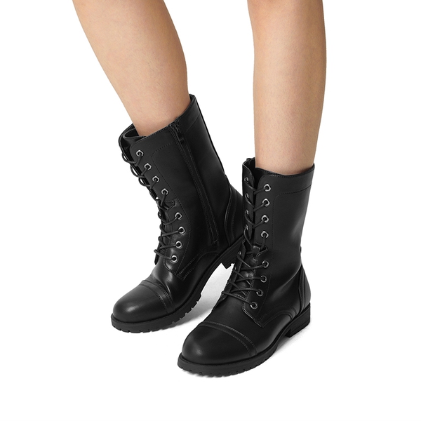  Combat Mid-calf Boots - BLACK - 2