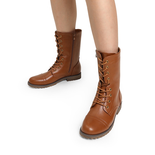  Combat Mid-calf Boots - BROWN - 1