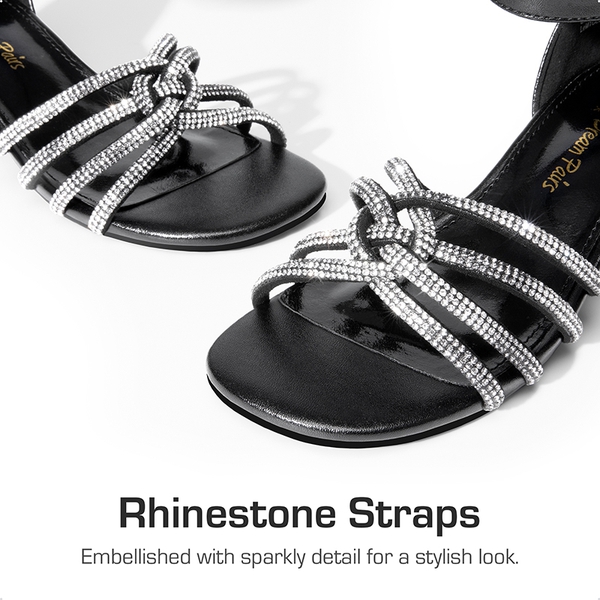 Girls' Rhinestone Party Heel Sandals - BLACK - 3