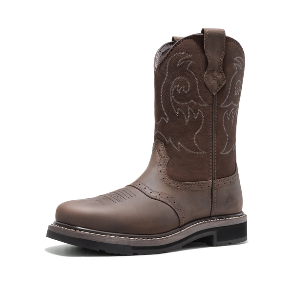 Men's Western-style Work Boots - DARK BROWN -  0