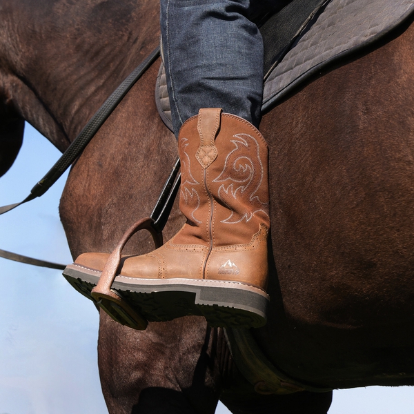 Men's Western-style Work Boots - LIGHT BROWN - 5