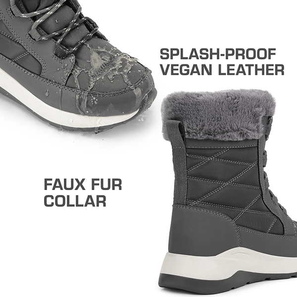 Women’s Lace-up Fur Snow Boots - GREY - 5