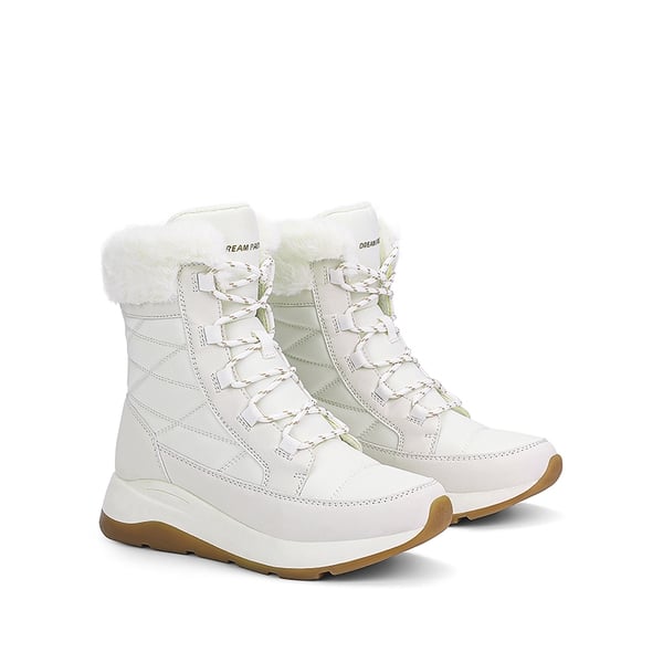 Women’s Lace-up Fur Snow Boots - BEIGE - 4