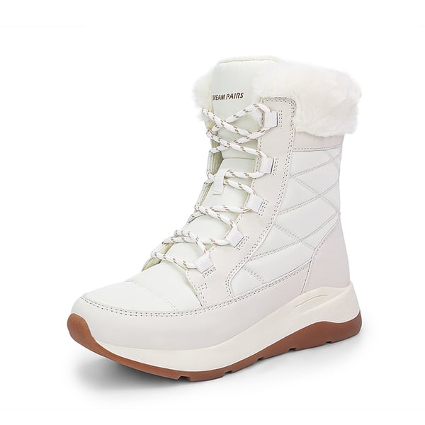 Women’s Lace-up Fur Snow Boots - BEIGE -  0