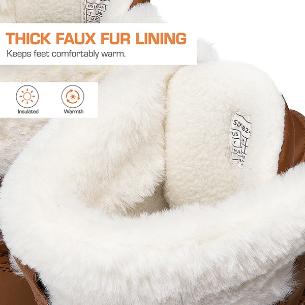 Women’s Lace-up Fur Snow Boots - CHESTNUT - 6
