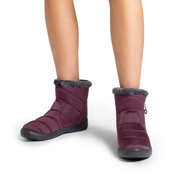  Women’s Slip-On Zip Snow Boots - PURPLE - 1