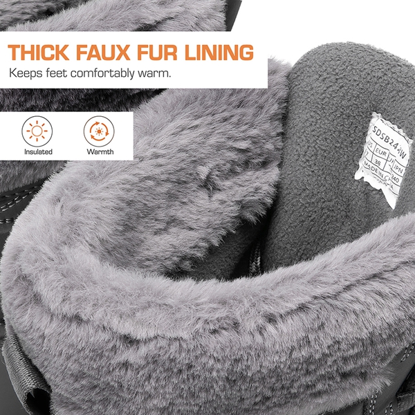 Women’s Lace-up Fur Snow Boots - GREY - 6