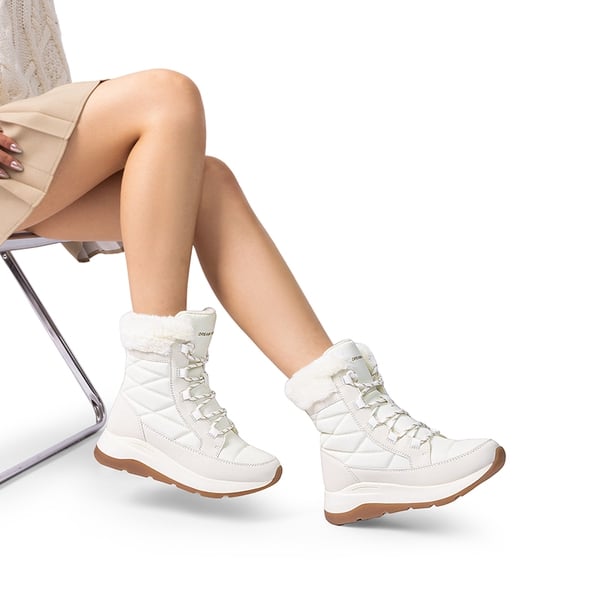 Women’s Lace-up Fur Snow Boots - BEIGE - 2