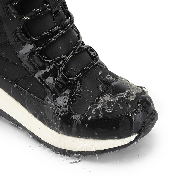 Women’s Lace-up Fur Snow Boots - BLACK - 7