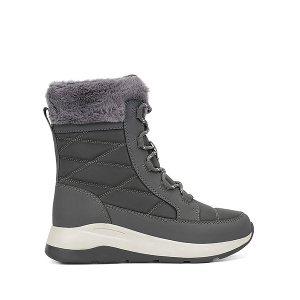 Women’s Lace-up Fur Snow Boots - GREY - 3