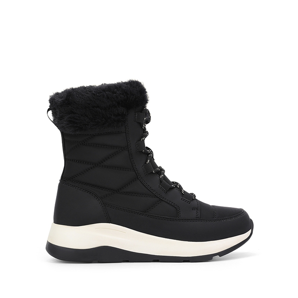 Women’s Lace-up Fur Snow Boots - BLACK - 3