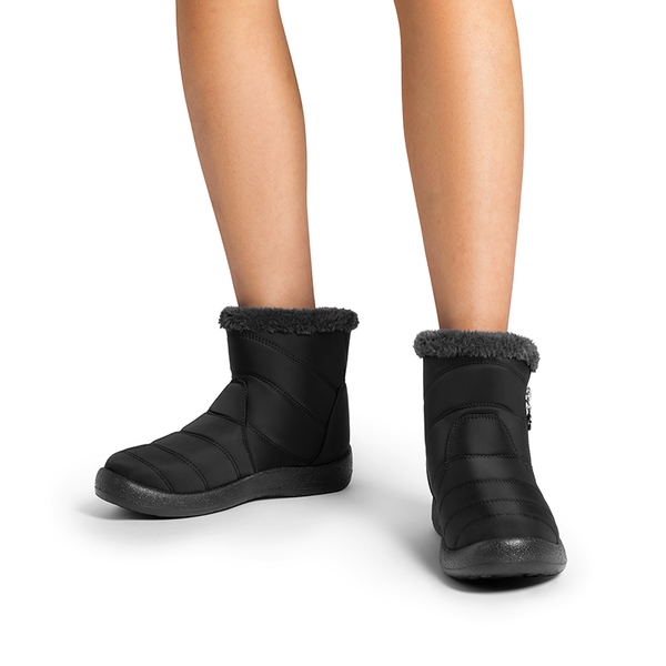 Women’s Warm Splash-Proof Snow Boots - BLACK - 1