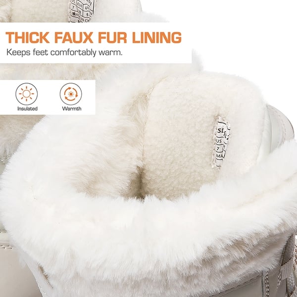 Women’s Lace-up Fur Snow Boots - BEIGE - 6