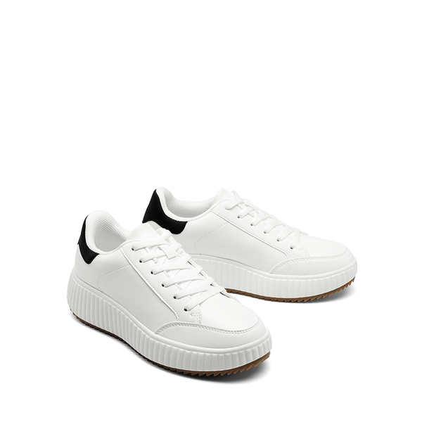 [Dee] Platform Fashion Sneakers - WHITE/BLACK - 7