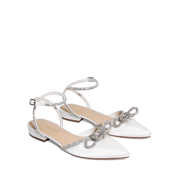 Rhinestone Bow Flats - WHITE-SATIN - 5
