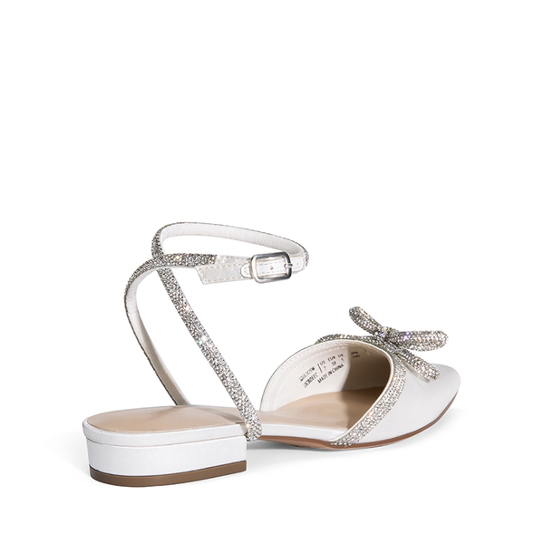 Rhinestone Bow Flats - WHITE-SATIN - 4
