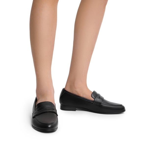 Round Toe Slip-on Penny Loafers - BLACK-PU - 2