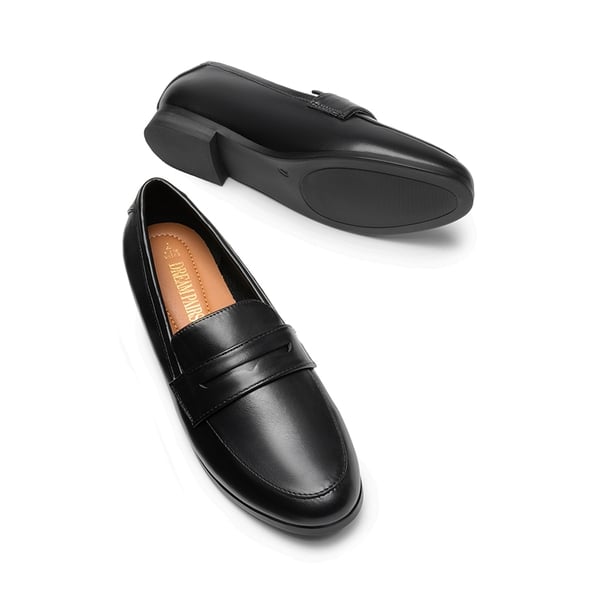 Round Toe Slip-on Penny Loafers - BLACK-PU - 6