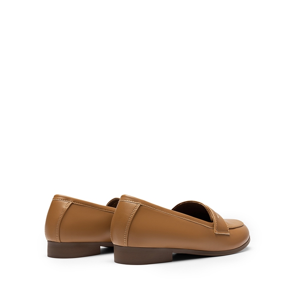 Round Toe Slip-on Penny Loafers - BROWN-PU - 4