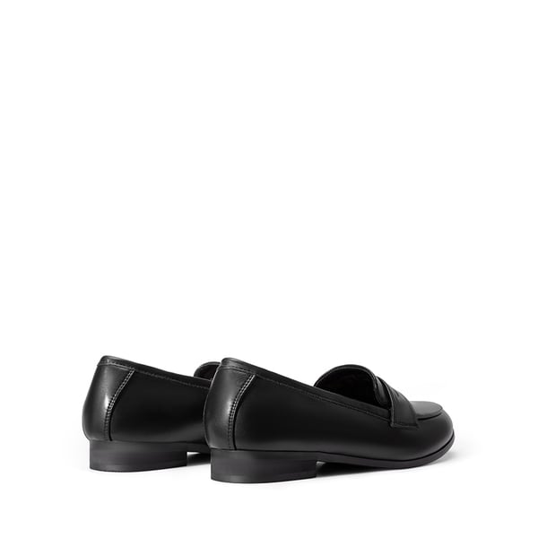 Round Toe Slip-on Penny Loafers - BLACK-PU - 4