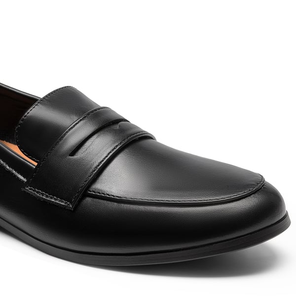 Round Toe Slip-on Penny Loafers - BLACK-PU - 5