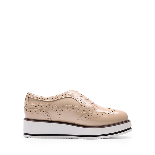 Women’s Wingtip Oxford Sneakers - NUDE-PAT - 5