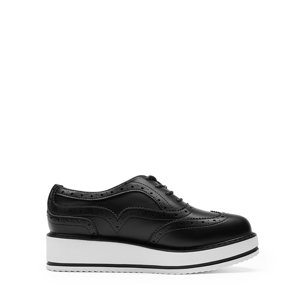 Women’s Wingtip Oxford Sneakers - BLACK-PU - 5