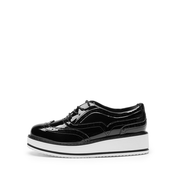 Women’s Wingtip Oxford Sneakers - BLACK-PAT - 3