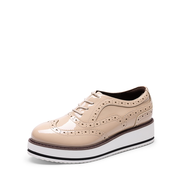 Women’s Wingtip Oxford Sneakers - NUDE-PAT -  0
