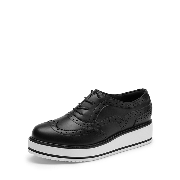 Women’s Wingtip Oxford Sneakers - BLACK-PU -  0