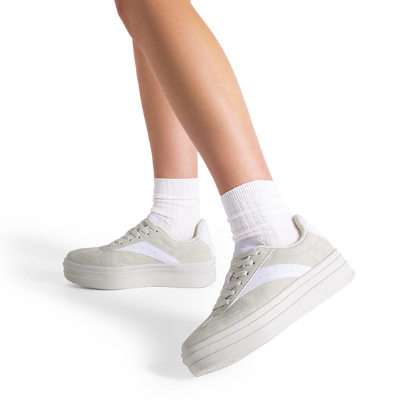 [Val] Retro Platform Fashion Sneakers - BEIGE - 1