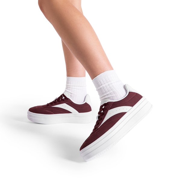[Val] Retro Platform Fashion Sneakers - WINE RED - 1