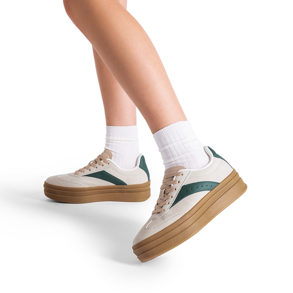 [Val] Retro Platform Fashion Sneakers - GREY - 1