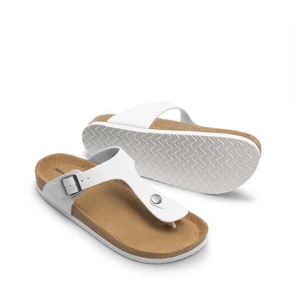 Women's Supportive Cork Flip Flops - WHITE - 6