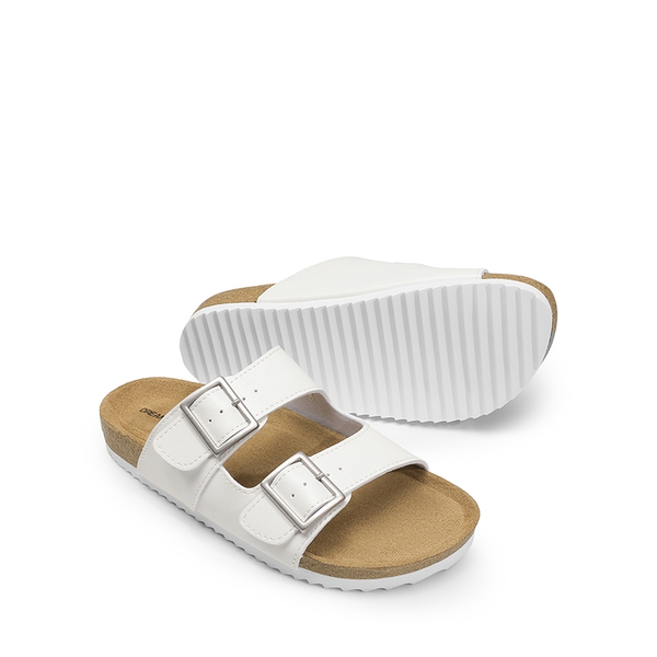 Women’s Double Strap Slide Sandals  - WHITE - 5