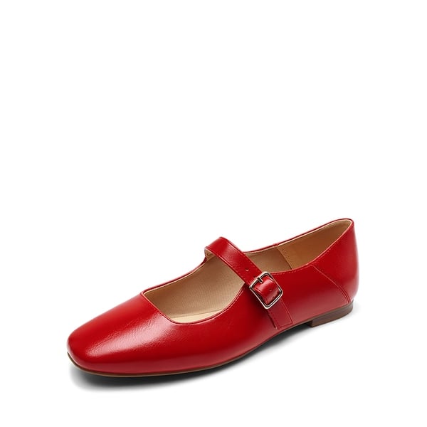 Women's Mary Jane Flats - RED -  0