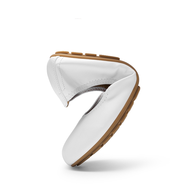 Women's Foldable Ballerina Flats - WHITE - 5