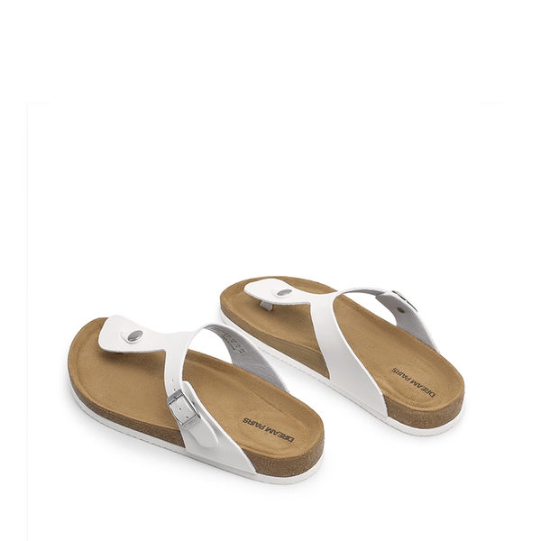 Women's Supportive Cork Flip Flops - WHITE - 5