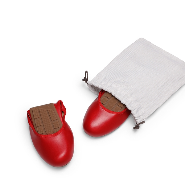 Women's Foldable Ballerina Flats - RED - 7