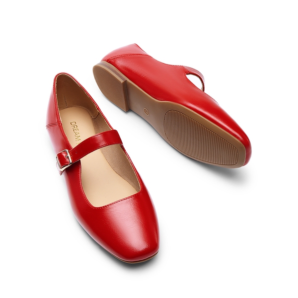 Women's Mary Jane Flats - RED - 5