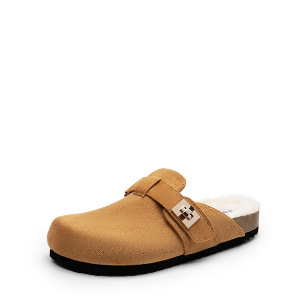  Women’s Slip-on Suede Clogs - BROWN-FURRY -  0