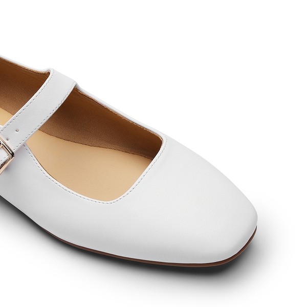Women's Mary Jane Flats - WHITE - 6