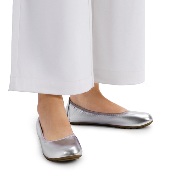 Women's Foldable Ballerina Flats - SILVER - 2
